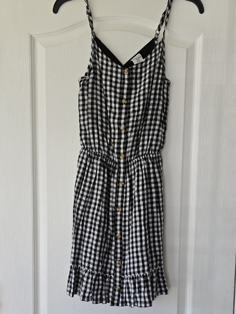 Abercrombie Kids Black & White Gingham Button-Front Sundress
